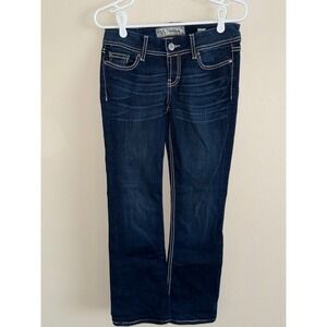 BKE Addison Bootcut Jeans Dark Wash Embellished Rhinestone 26R Womens Denim